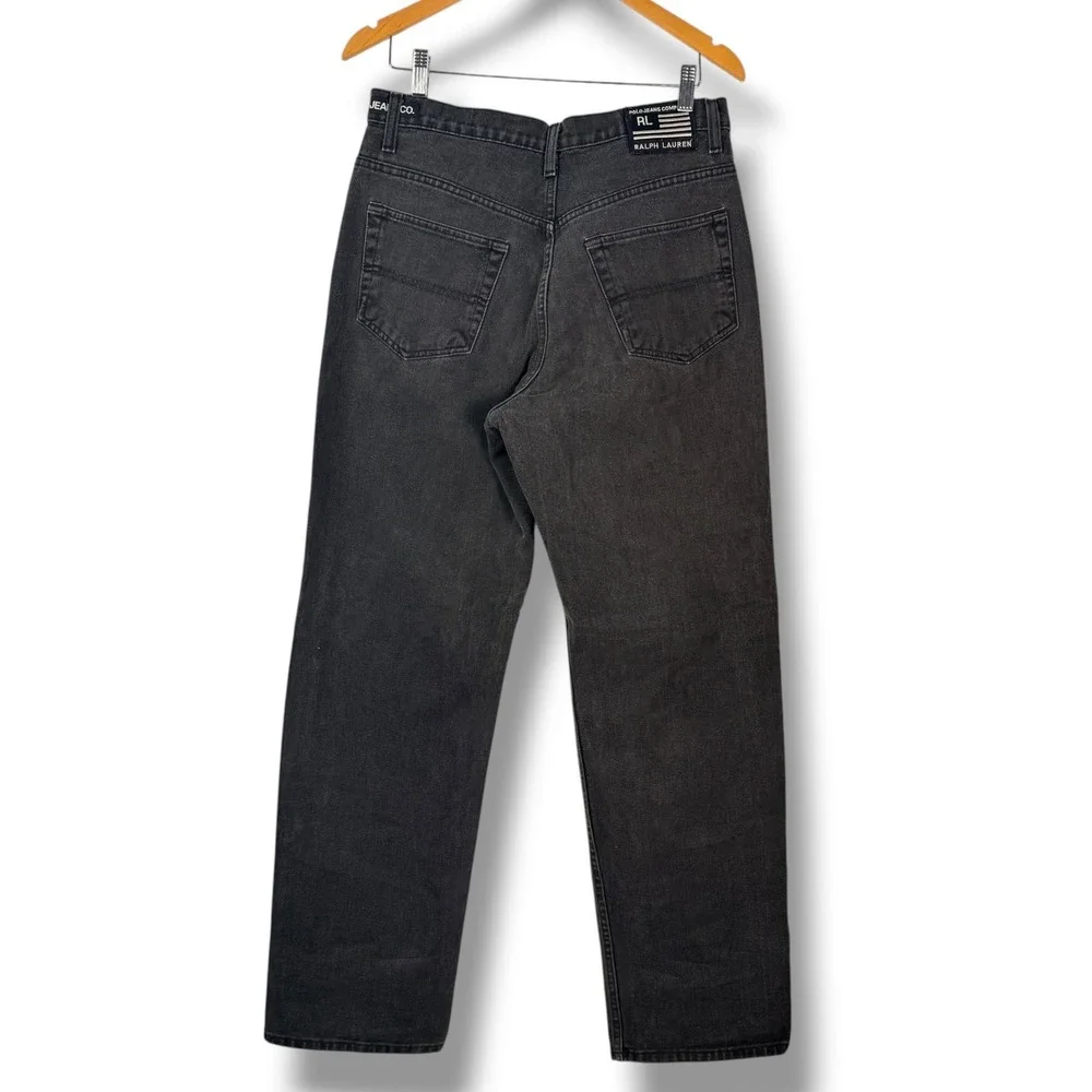 Vintage‎ Polo Jeans Company Straight Leg Mens 34x32 Faded Black Denim Jeans